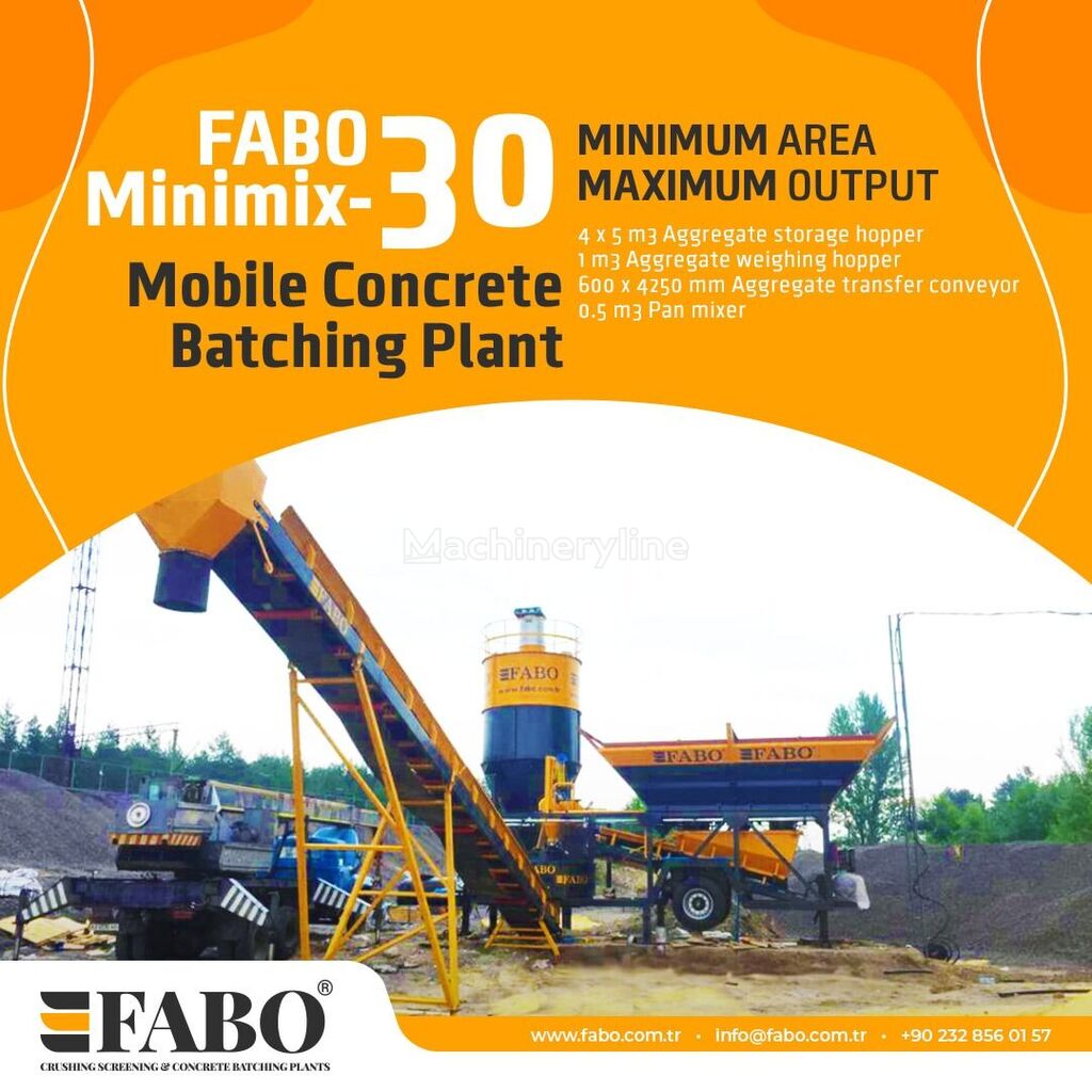 new FABO MOBILE CONCRETE PLANT CONTAINER TYPE 30 M3/H FABO MINIMIX