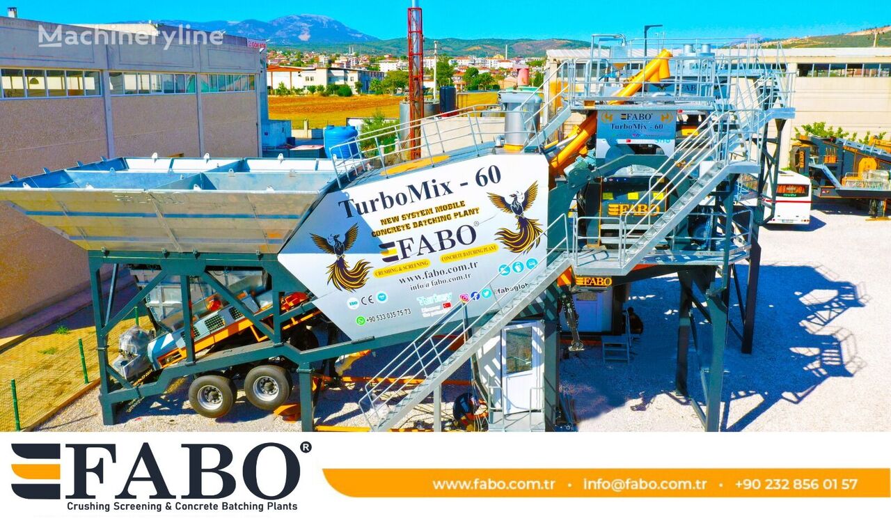 new FABO TURBOMIX-60 MOBILE CONCRETE PLANT WITH PRE-FEEDING SYSTEM