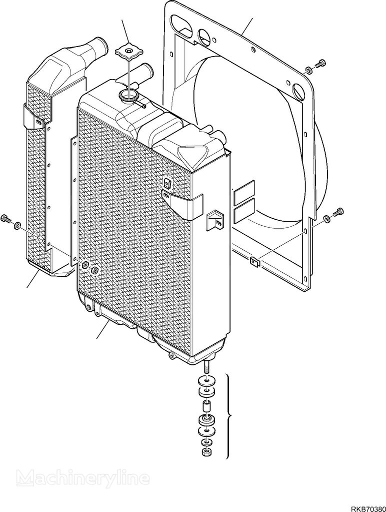 engine cooling radiator for Komatsu 42N-03-11870, 42N-03-11780, 42N0311870, 42N0311780 backhoe loader
